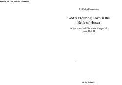 God`s Enduring Love in the Book of Hosea