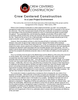 Crew Centered Construction In A Lean Project Environment â CP2MS