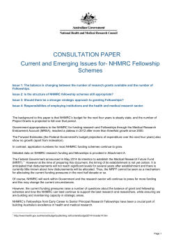 CONSULTATION PAPER Current and Emerging Issues for