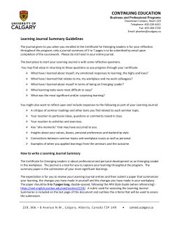 Learning Journal Summary Guidelines