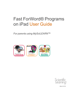 Fast ForWord Program on iPad User Guide Parents