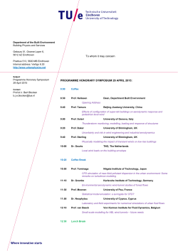 PROGRAMME HONORARY SYMPOSIUM 29 APRIL 2015: To whom