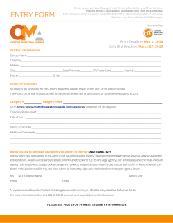 ENTRY FORM . - Content Marketing Awards