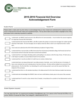 2015-2016 Financial Aid Overview Acknowledgement Form