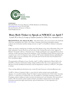 Mary Beth Tinker to Speak at NWACC on April 7