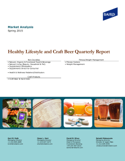 Healthy Lifestyle and Craft Beer Quarterly Report