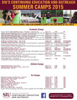 summer camps flyer - Continuing Education and Outreach | SIU