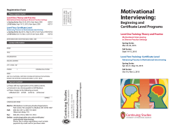 Motivational Interviewing: - Continuing Studies