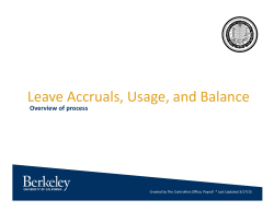 Leave Accruals, Usage, and Balance