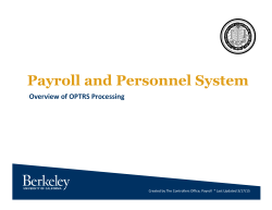 Payroll and Personnel System - Controller`s Office