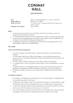Library & Learning Manager Job Description