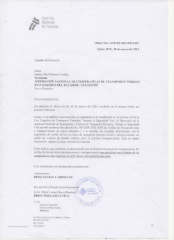 Oficio Nro. ANT-DE-2015-0332-OF Quito, DM, 20