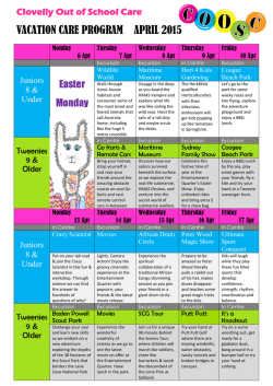 VACATION CARE PROGRAM APRIL 2015