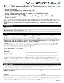 CoPower Administration Authorization Form (Anthem Blue Cross