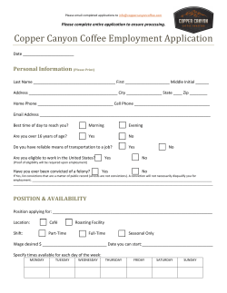 CCCR Employment App - Copper Canyon Coffee Roasters