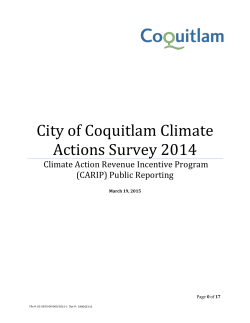 City of Coquitlam Climate Actions Survey 2014