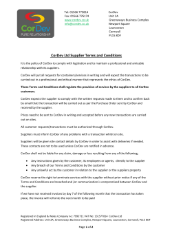 CorDev Ltd Supplier Terms and Conditions