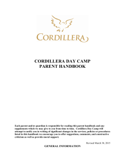 CORDILLERA DAY CAMP PARENT HANDBOOK