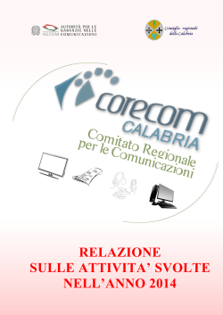 relazione sulle attivita` svolte nell`anno 2014 - Corecom
