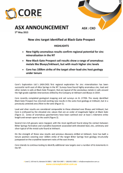 New zinc target identified at Black Gate Prospect