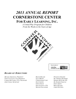 2008 ANNUAL REPORT - Cornerstone Center for Early Learning
