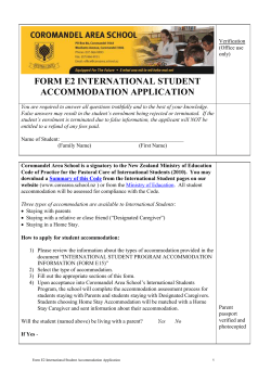 Form E2 International Student Accommodation Application