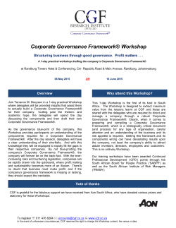 Corporate Governance FrameworkÂ® Workshop
