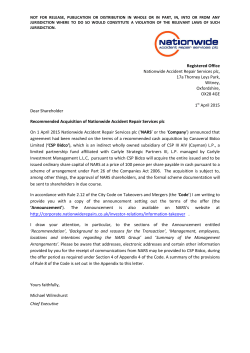 Letter to Shareholders - Nationwide Accident Repair Services plc