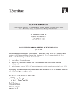NOTICE OF 2015 ANNUAL MEETING OF