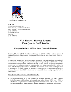 USPh Reports First Quarter 2015 Results