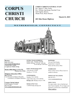 mass intentions - Corpus Christi Church
