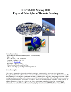 EOS756-001 Spring 2010 Physical Principles of Remote Sensing