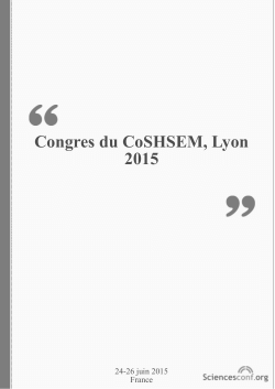Congres du CoSHSEM, Lyon 2015 - CongrÃ¨s du CollÃ¨ge des