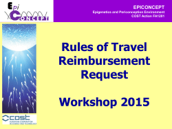 Rules of Travel Reimbursement Request Workshop 2015