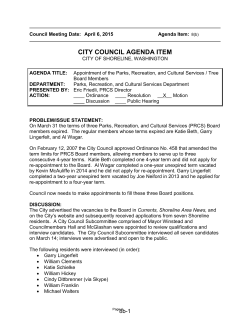 Appointment of Parks, Recreation and Cultural Services/Tree Board