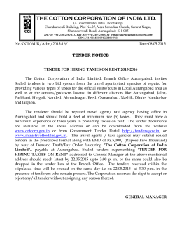 tender for hiring taxies on rent - The Cotton Corporation of India, Ltd