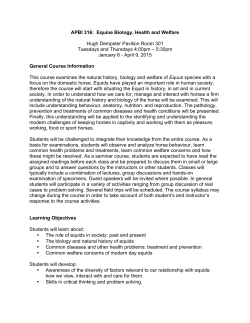 APBI 316: Equine Biology, Health and Welfare Hugh