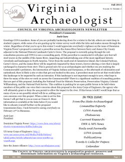 Volume 31, Number 2, Fall 2014 - Council of Virginia Archaeologists