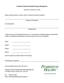 Pemberton Holmes Residential Property Management NOTICE TO