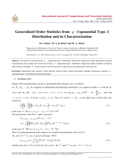Generalized Order Statistics from - q Exponential Type
