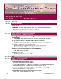 Conference Agenda () - Climate Prediction Applications Science