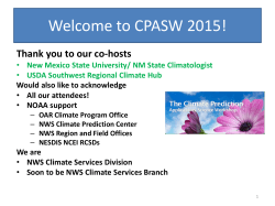 Welcome to CPASW 2015! - Climate Prediction Applications