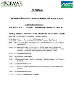 PROGRAM Newfoundland and Labrador Protected Areas Forum