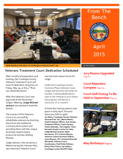 "From The Bench" April Newsletter