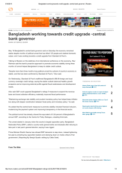 Bangladesh working towards credit upgrade -central bank