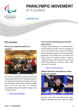 Paralympic Movement at a glance: January 2015