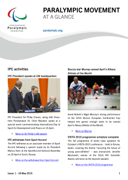 Paralympic Movement at a glance: January 2015
