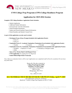 2015 CRP Student Application - College Prep Program