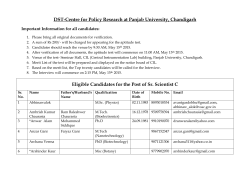 List of Eligible and Non eligible candidates - DST