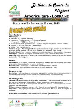 Bulletin de SantÃ© du VÃ©gÃ©tal - Chambre rÃ©gionale d`agriculture